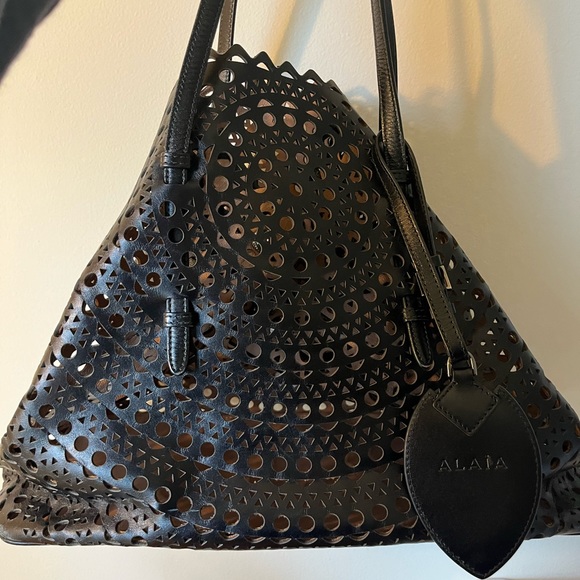 Alaia Leather Perforated Tote Bag - Picture 1 of 4